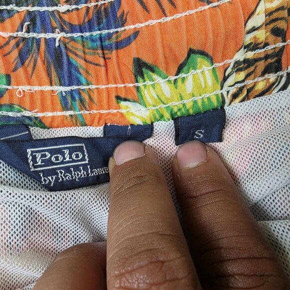 Polo Ralph Lauren Mens Small Tropical Print Swim Trunks Orange Tigers Mesh Lined - Picture 4 of 11